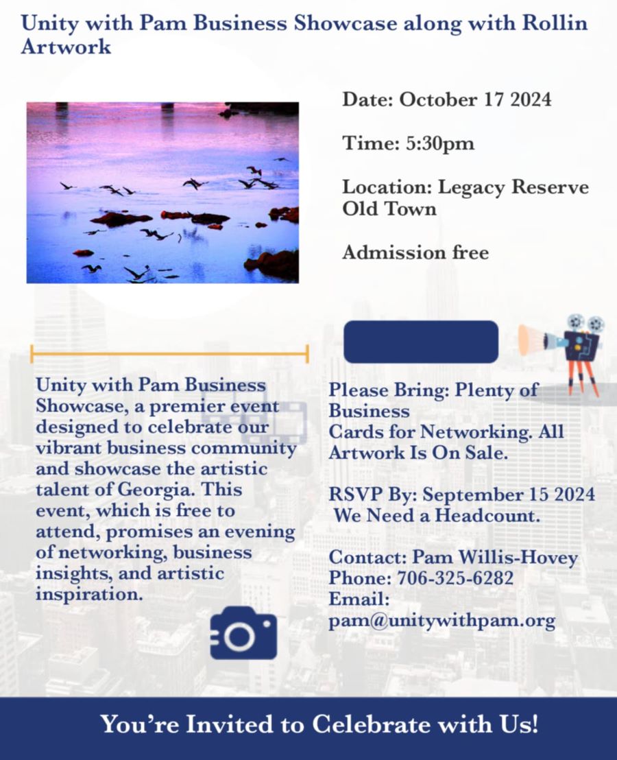 unity with pam art gallery show and sale on October 17 2024 at 5:20pm flyer 